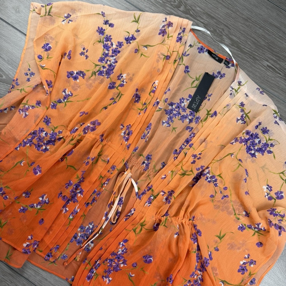 Apt 9 Women's Floral Pattern Printed Caftan Top‎ Orange Size Large New